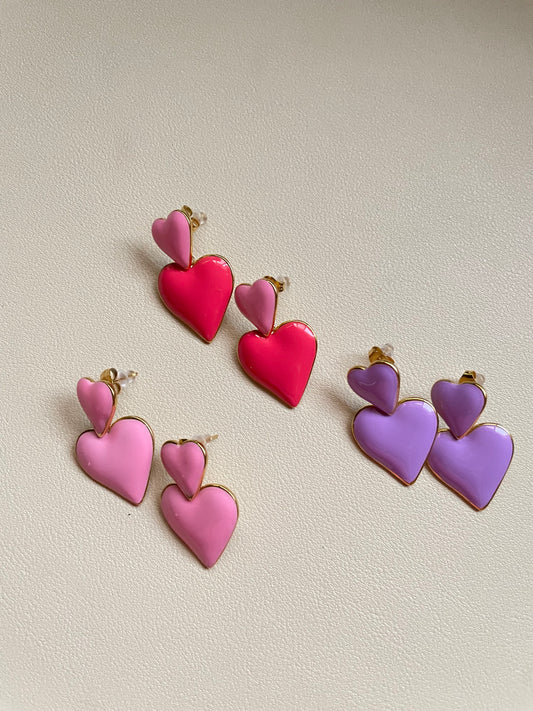 Aretes Corazones de colores