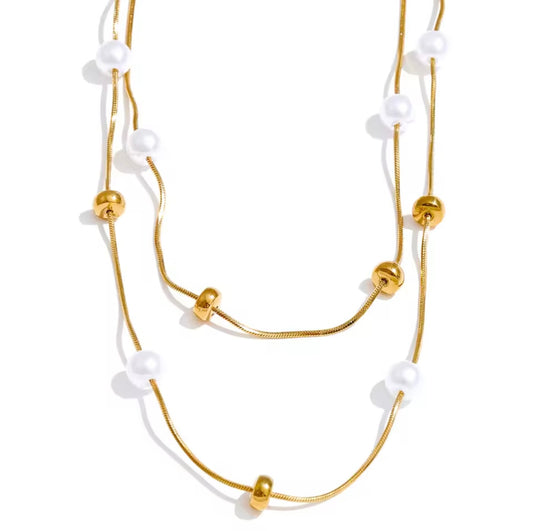 Collar doble perlas