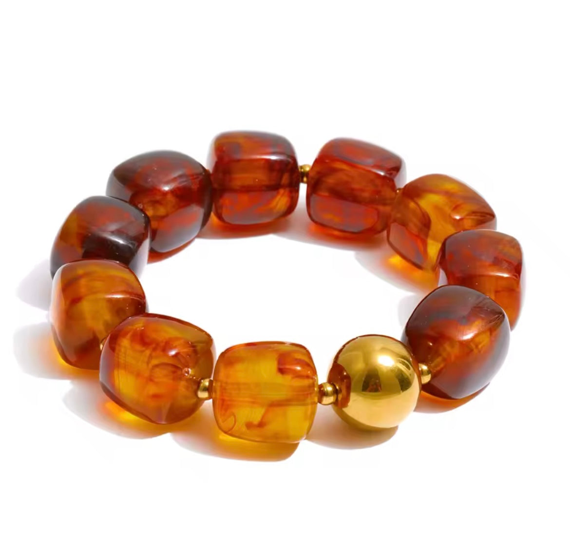 Square beads set brown