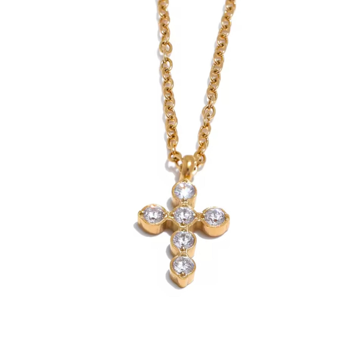 Zircons cross necklace