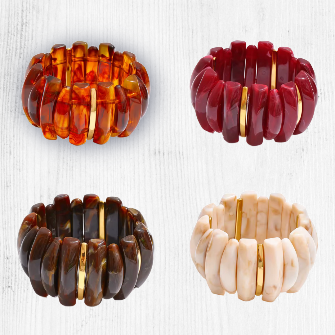 Resin statement large elastic bangle