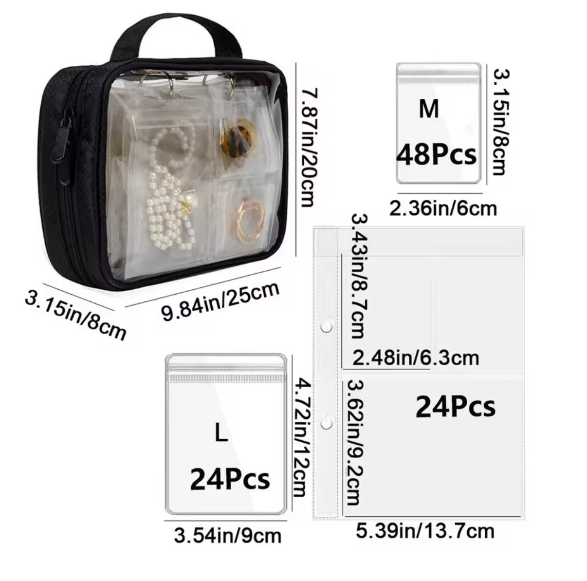 Jewelry organizer - binder (clear pvc)