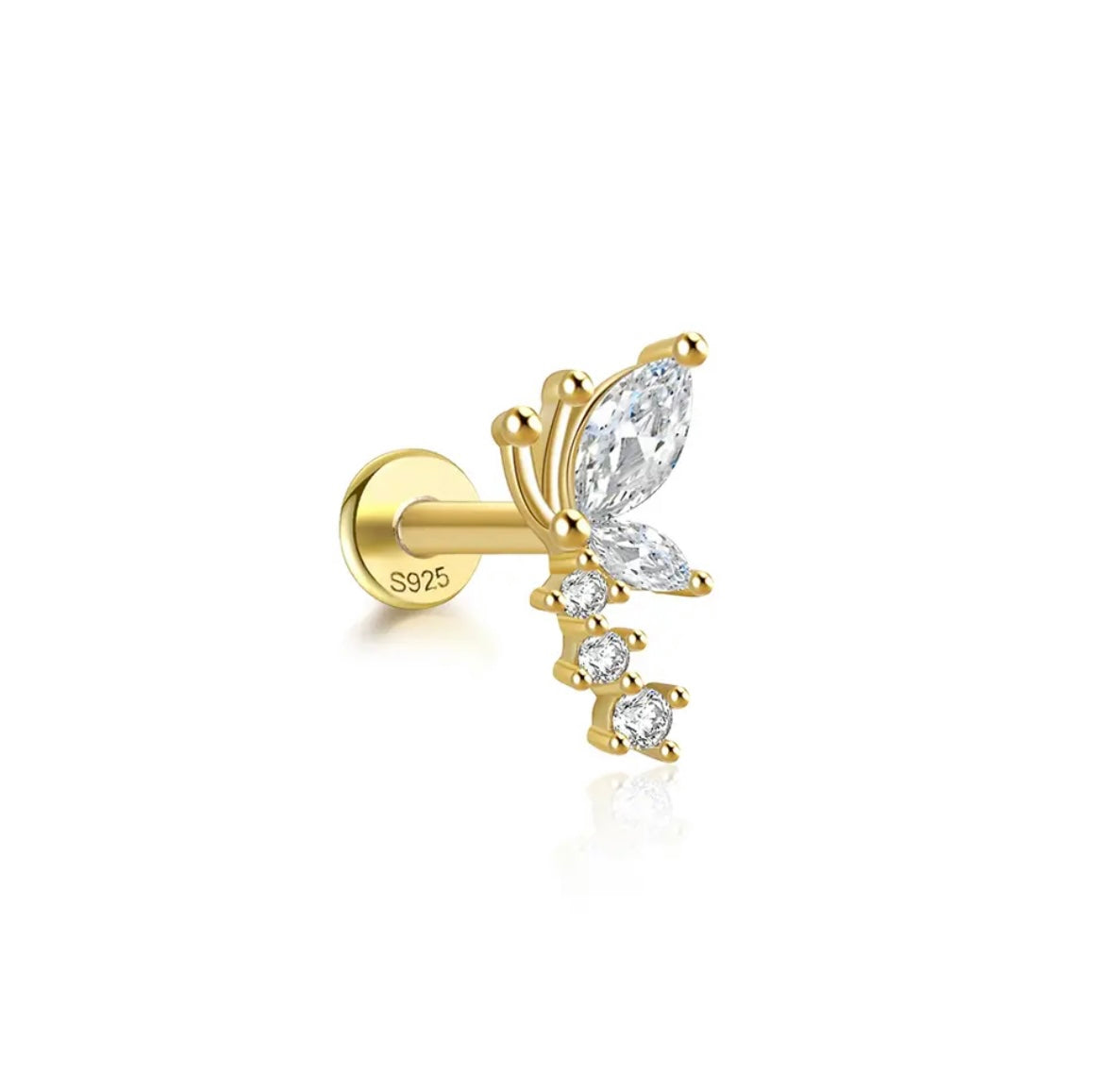 Butterfly flat-back piercing