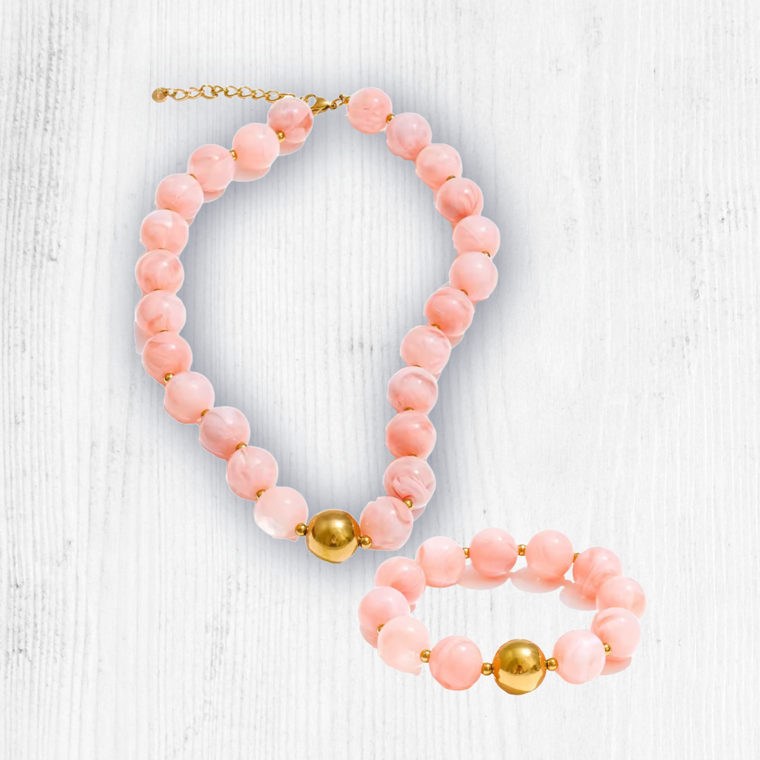 Circle resin beads set (rosado)