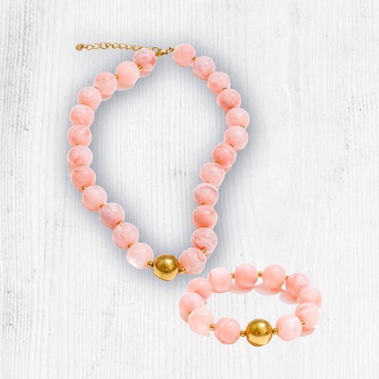 Circle resin beads set (rosado)