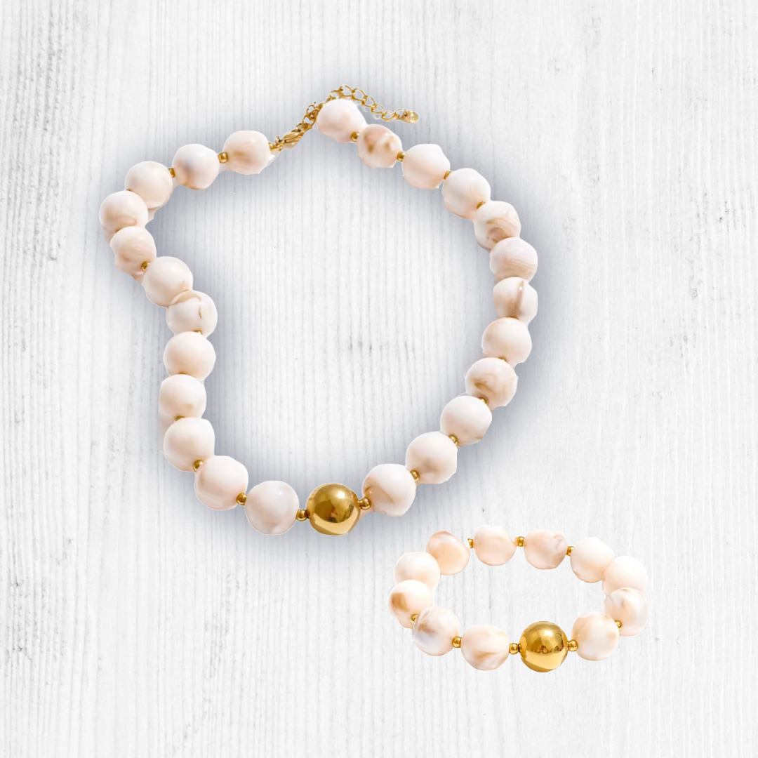 Circle resin beads set (beige)