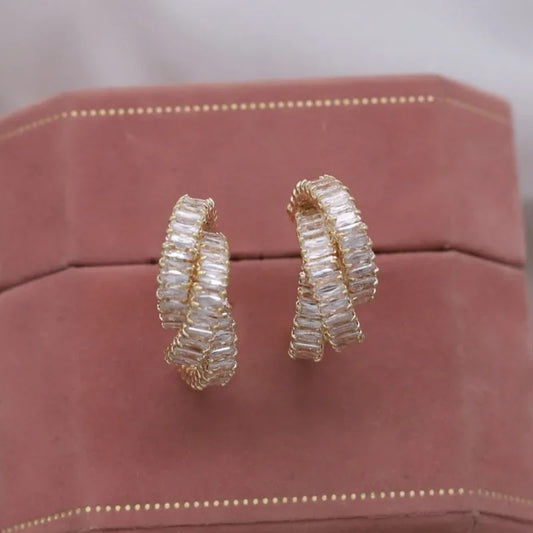Triple zirconia hoops (dorado)