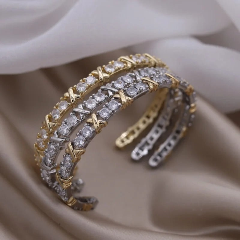 X Cross cuff (mix plateado y dorado)