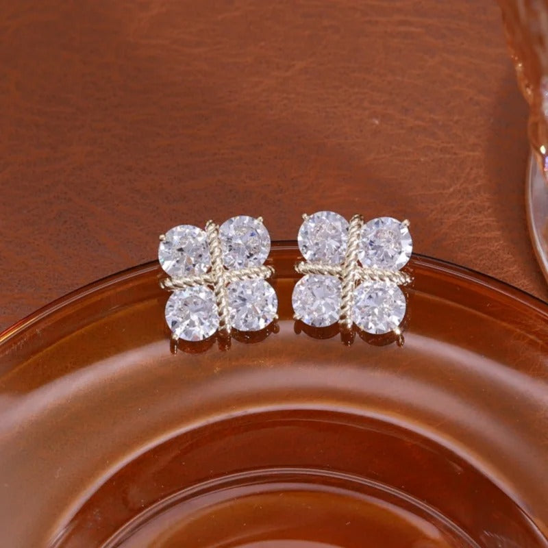 Square shaped sparkling studs