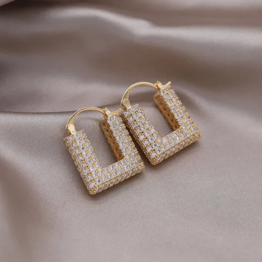 Elegant square zirconia hoops