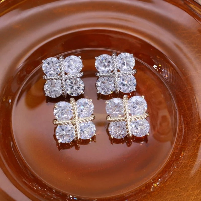 Square shaped sparkling studs