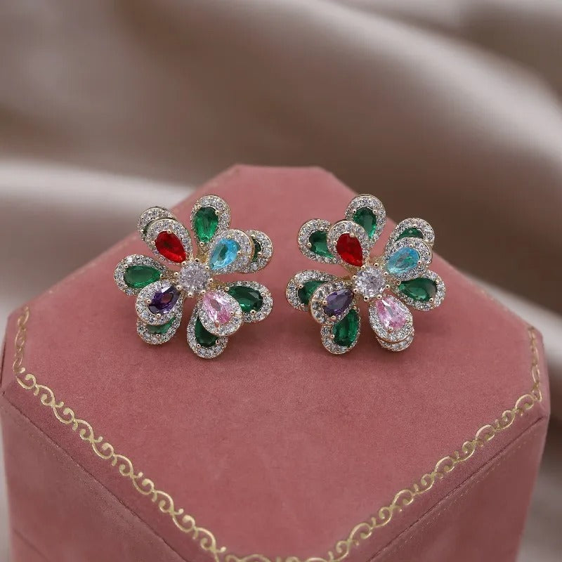 Flower sparkly studs