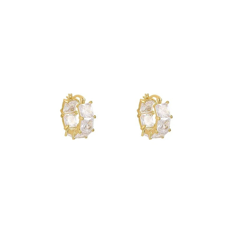Shiny zircon squared hoops