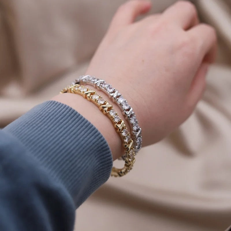 X Cross cuff (mix plateado y dorado)