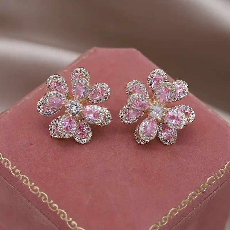 Flower sparkly studs